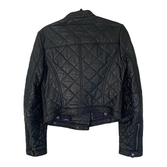 COPY - Burberry Quilted Leather Moto Jacket In Black Medium - Picture 2 of 11